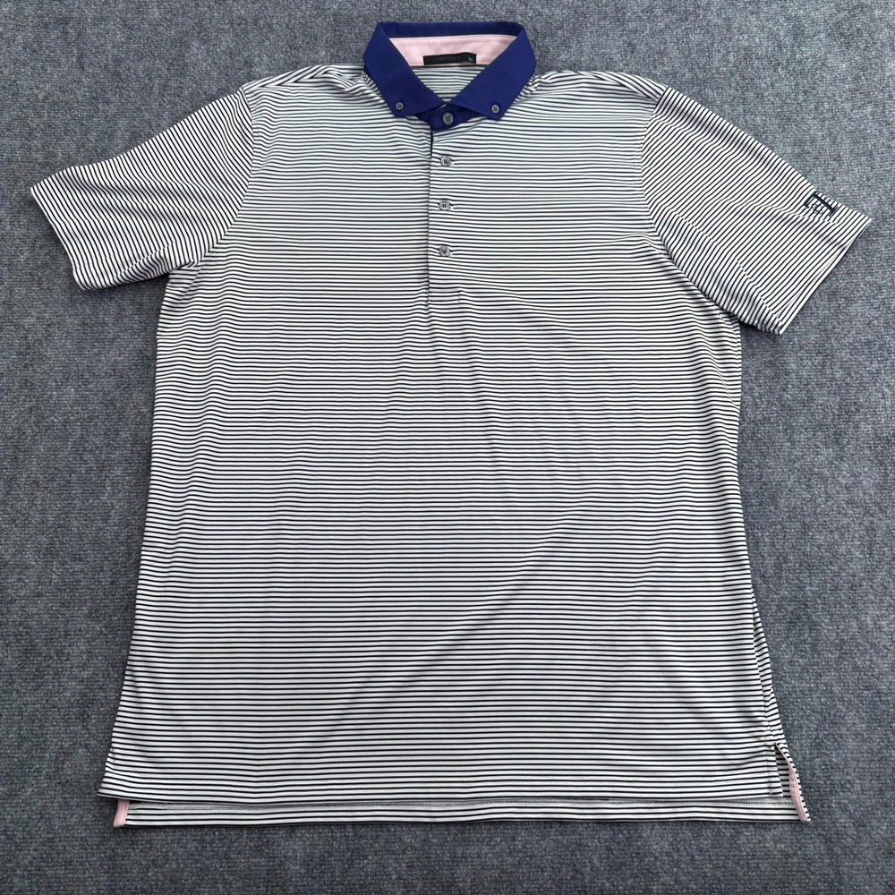 Greyson Polo Shirt Mens Extra Large Black White Striped Performance Stretch Golf